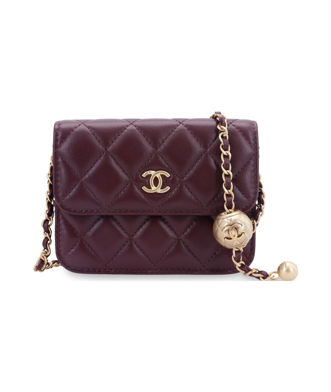 CHANEL Бордовый кожаный кошелек, фото 1