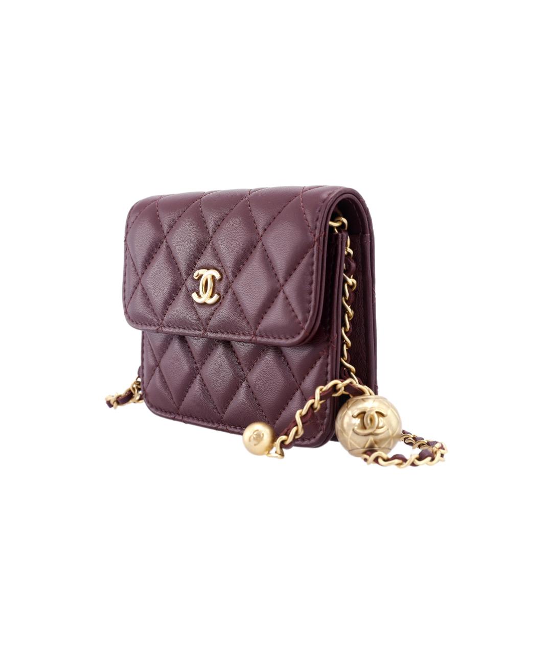 CHANEL Бордовый кожаный кошелек, фото 3