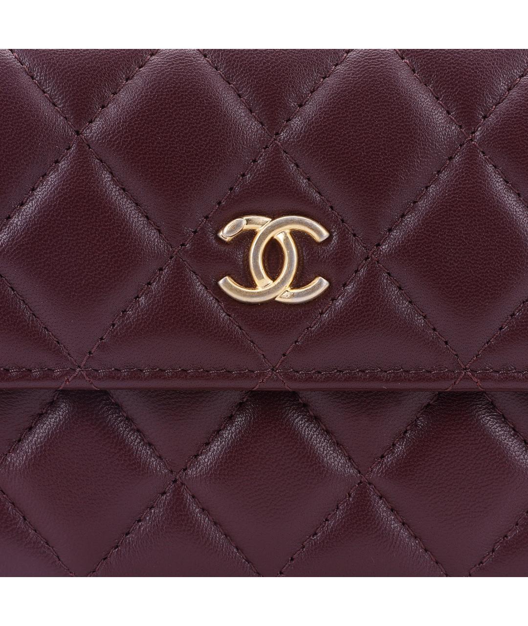 CHANEL Бордовый кожаный кошелек, фото 6