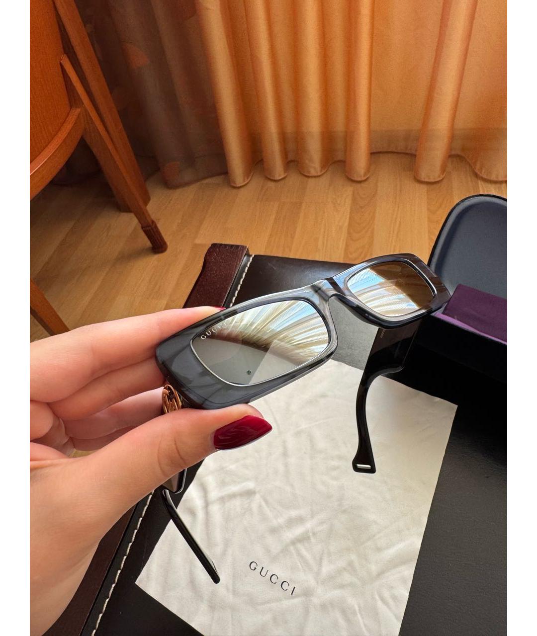 GUCCI Антрацитовые пластиковые солнцезащитные очки, фото 3