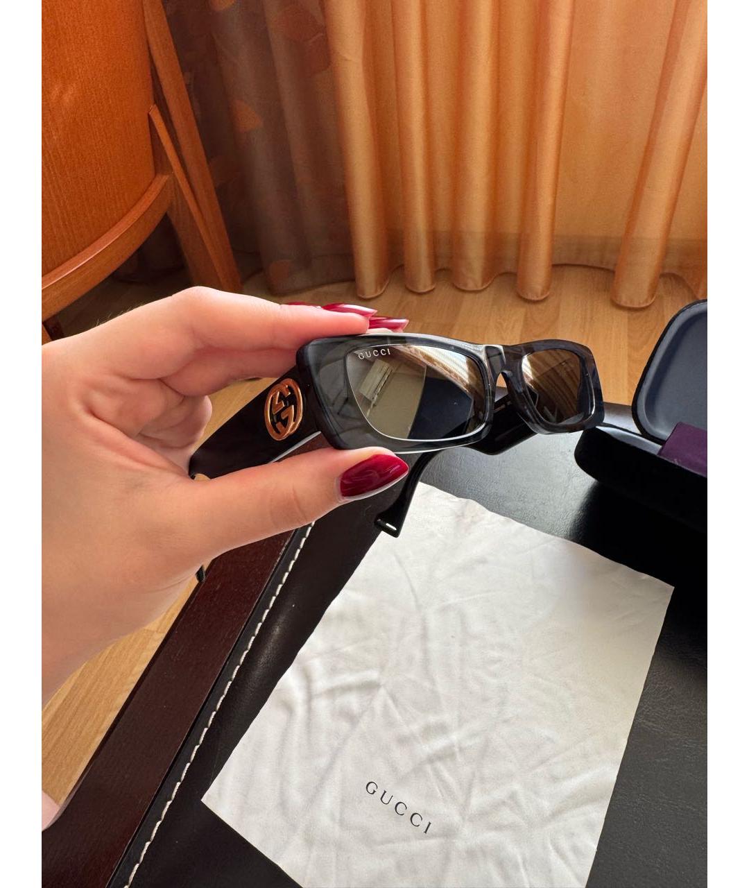 GUCCI Антрацитовые пластиковые солнцезащитные очки, фото 9