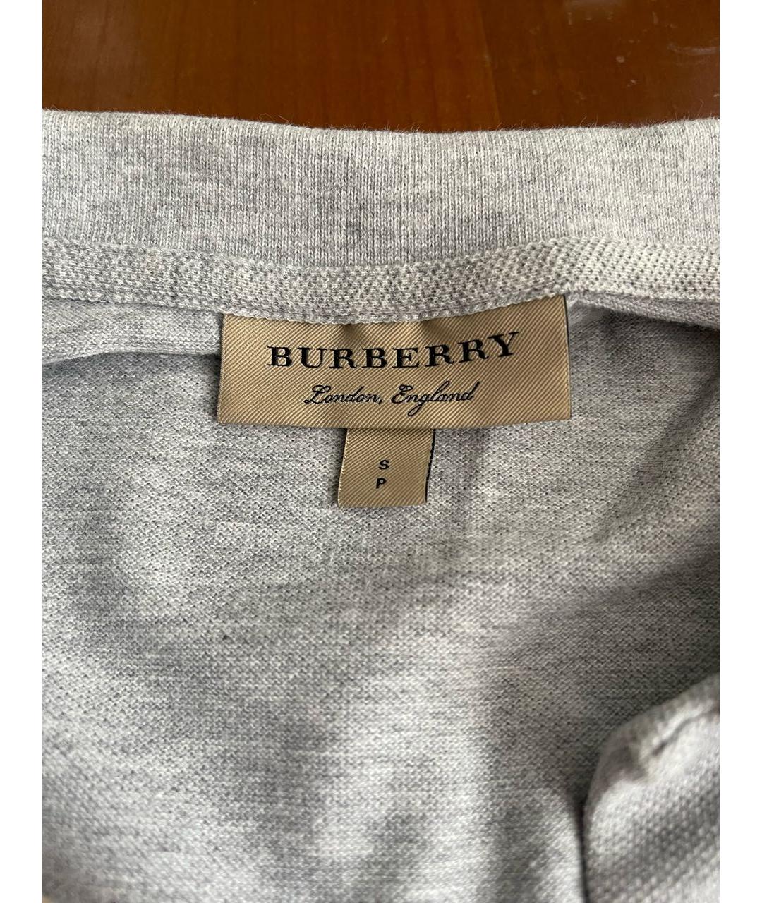 BURBERRY Серое хлопковое поло с коротким рукавом, фото 3