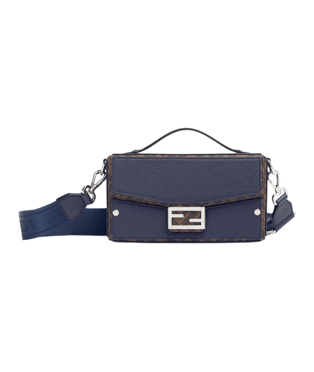 FENDI Темно-синяя кожаная сумка на плечо, фото 1