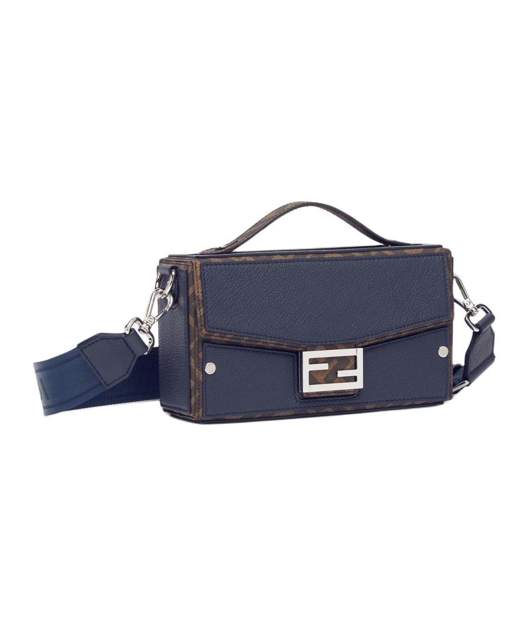 FENDI Темно-синяя кожаная сумка на плечо, фото 2