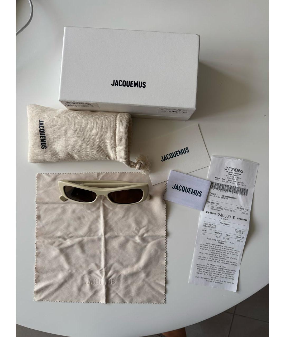 JACQUEMUS Бежевые пластиковые солнцезащитные очки, фото 5