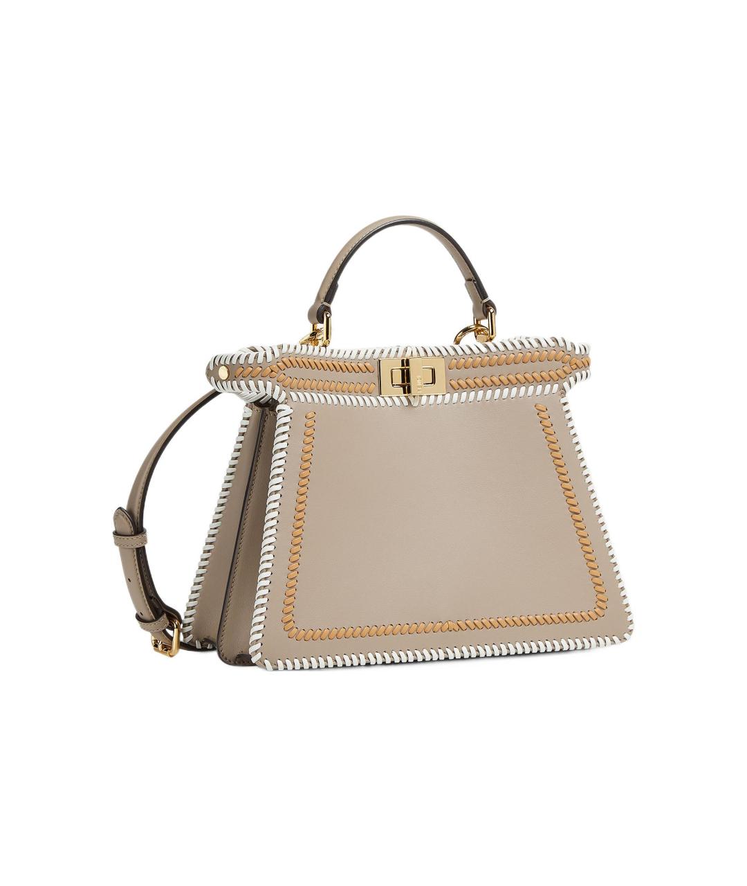 FENDI Коричневая кожаная сумка с короткими ручками, фото 2