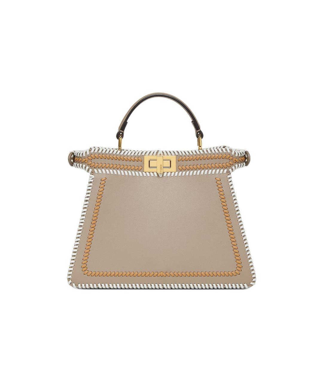 FENDI Коричневая кожаная сумка с короткими ручками, фото 1