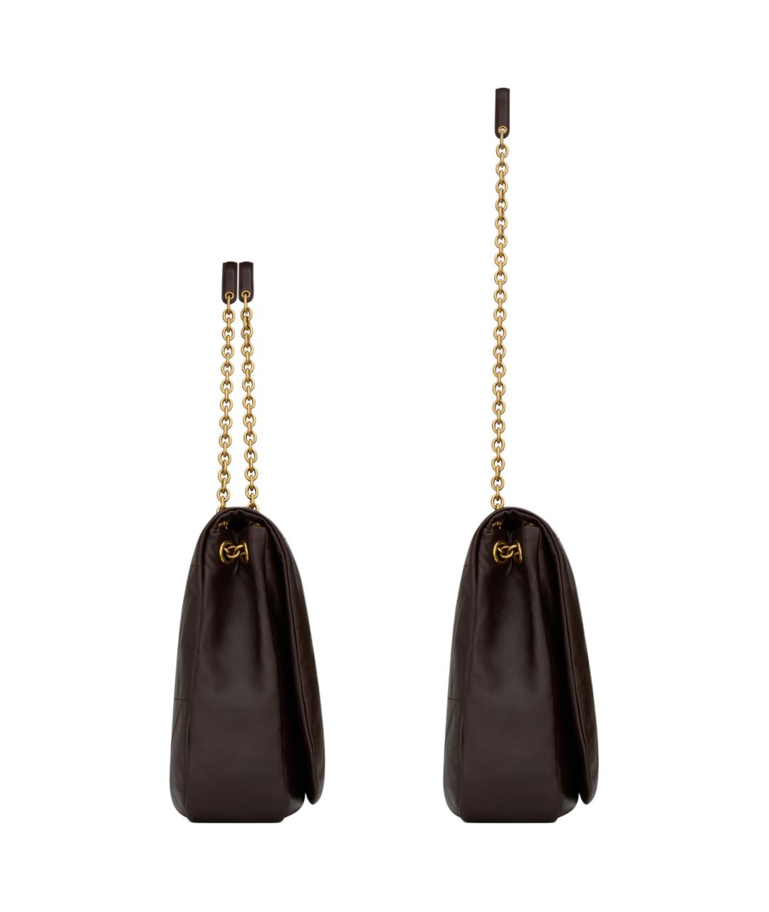 SAINT LAURENT Коричневая кожаная сумка через плечо, фото 3