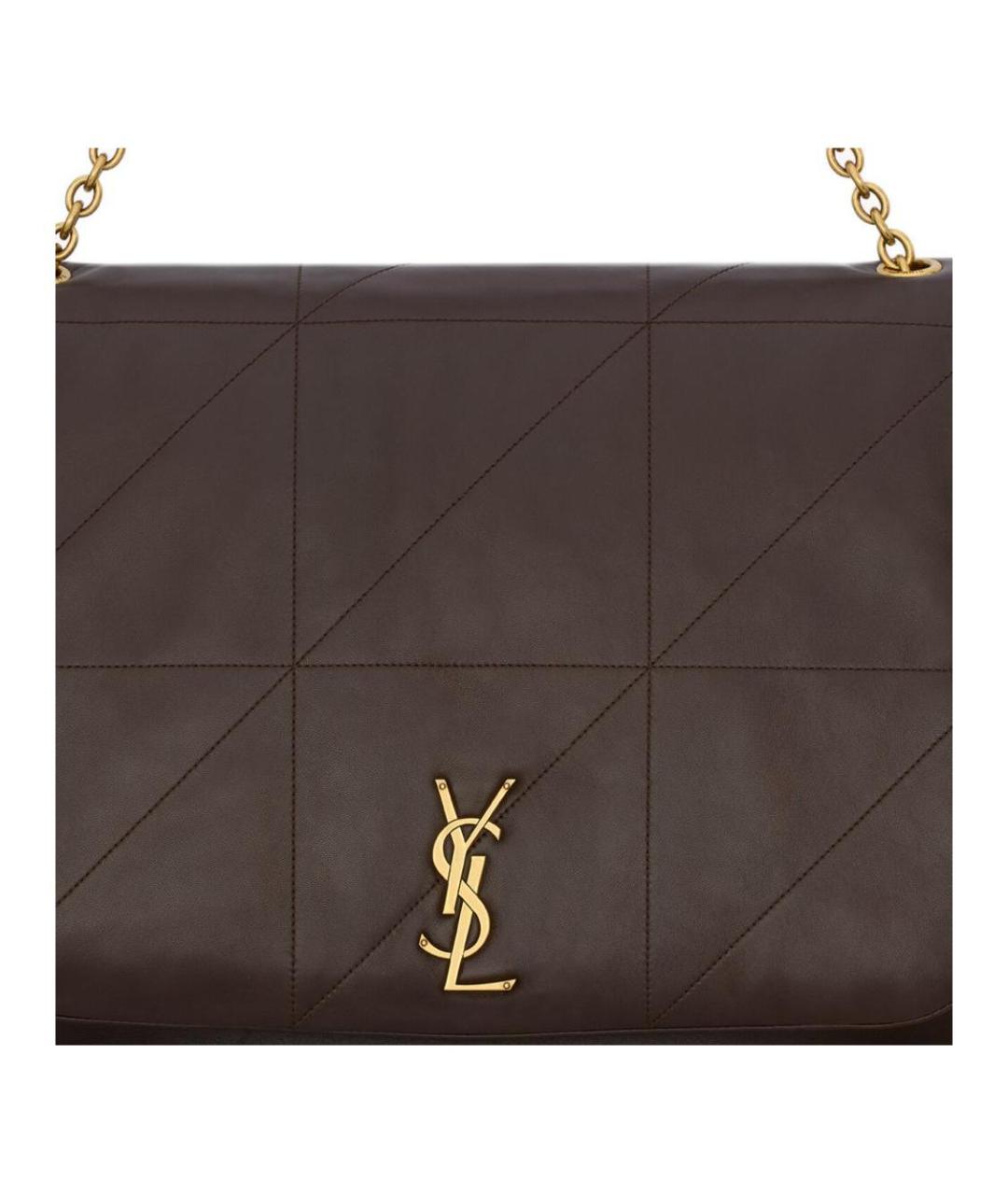 SAINT LAURENT Коричневая кожаная сумка через плечо, фото 7