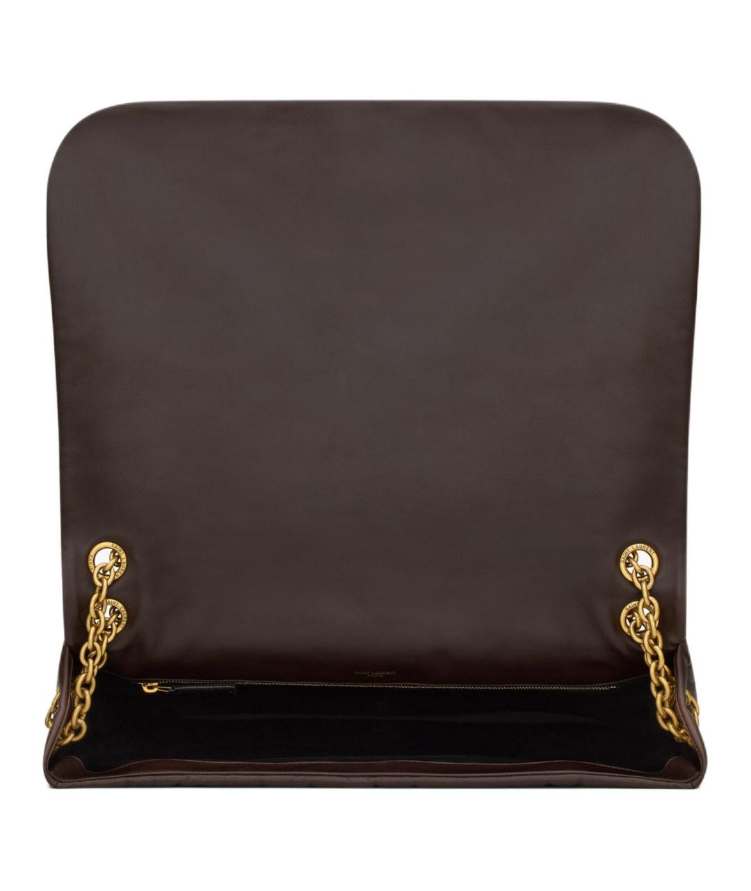 SAINT LAURENT Коричневая кожаная сумка через плечо, фото 6