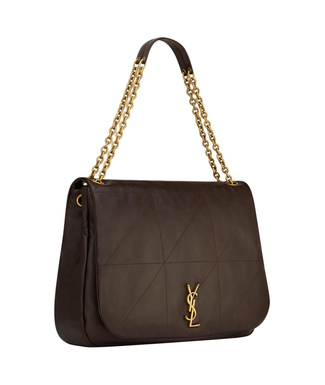 SAINT LAURENT Коричневая кожаная сумка через плечо, фото 2