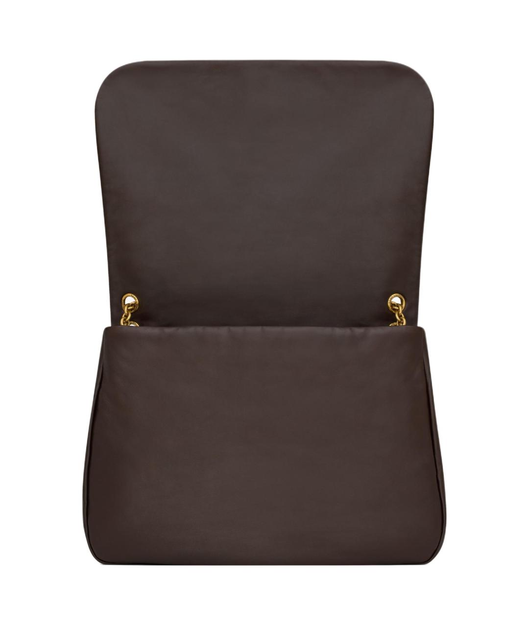 SAINT LAURENT Коричневая кожаная сумка через плечо, фото 5