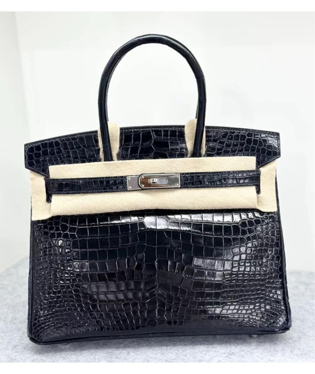 HERMES Черная кожаная сумка с короткими ручками, фото 8