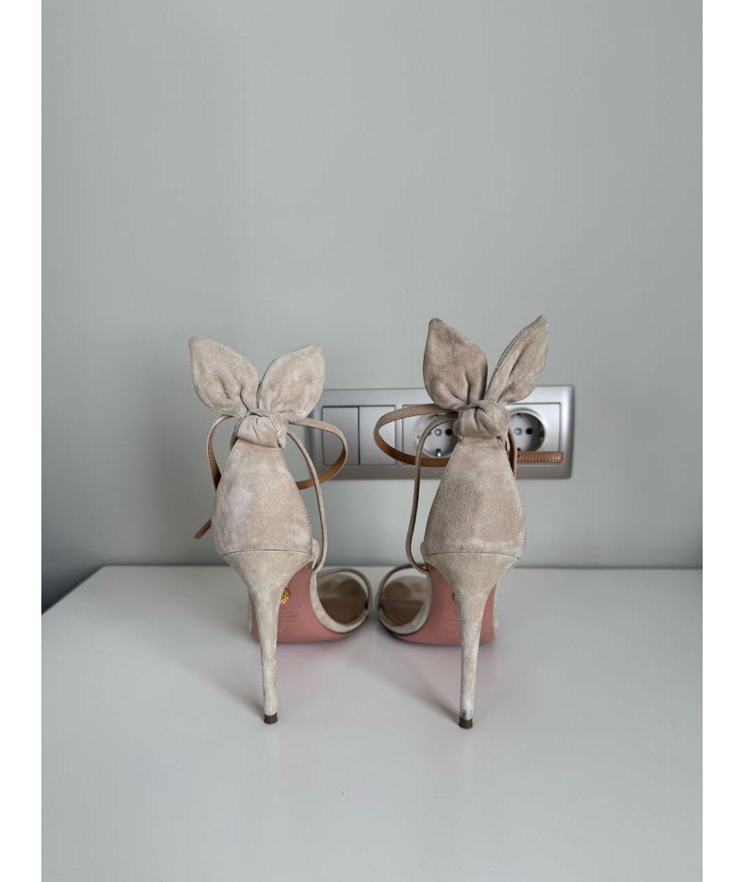 AQUAZZURA Бежевые замшевые босоножки, фото 5