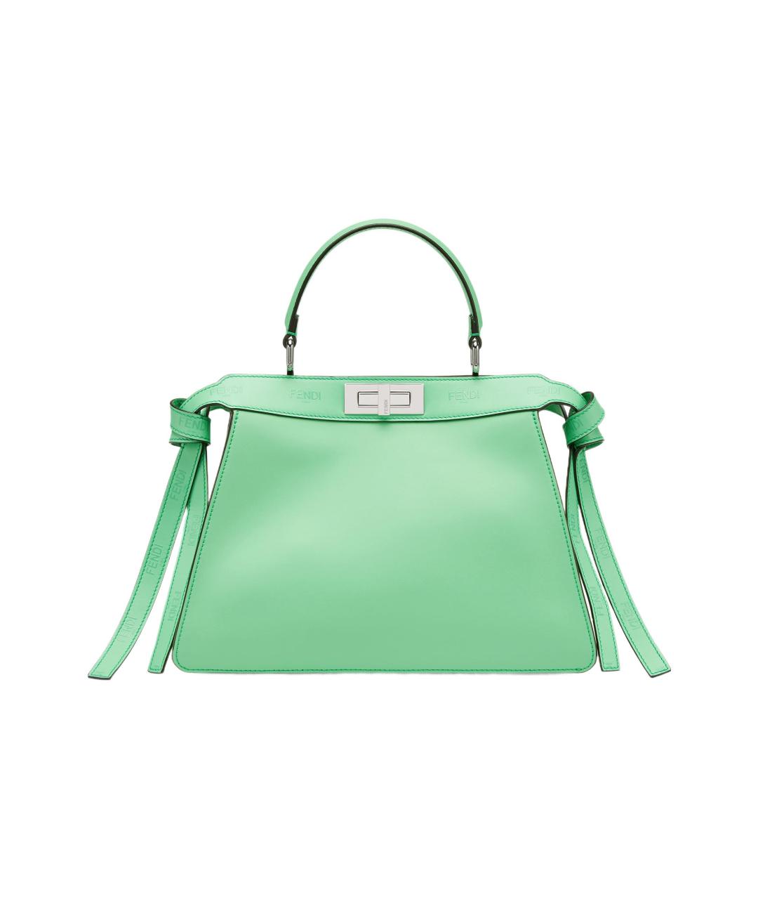 FENDI Зеленая кожаная сумка с короткими ручками, фото 4