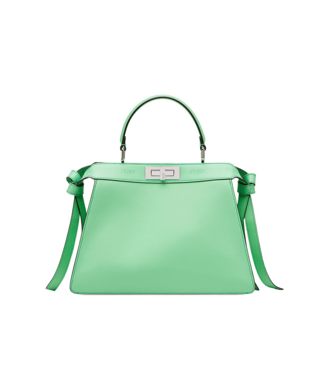 FENDI Зеленая кожаная сумка с короткими ручками, фото 2
