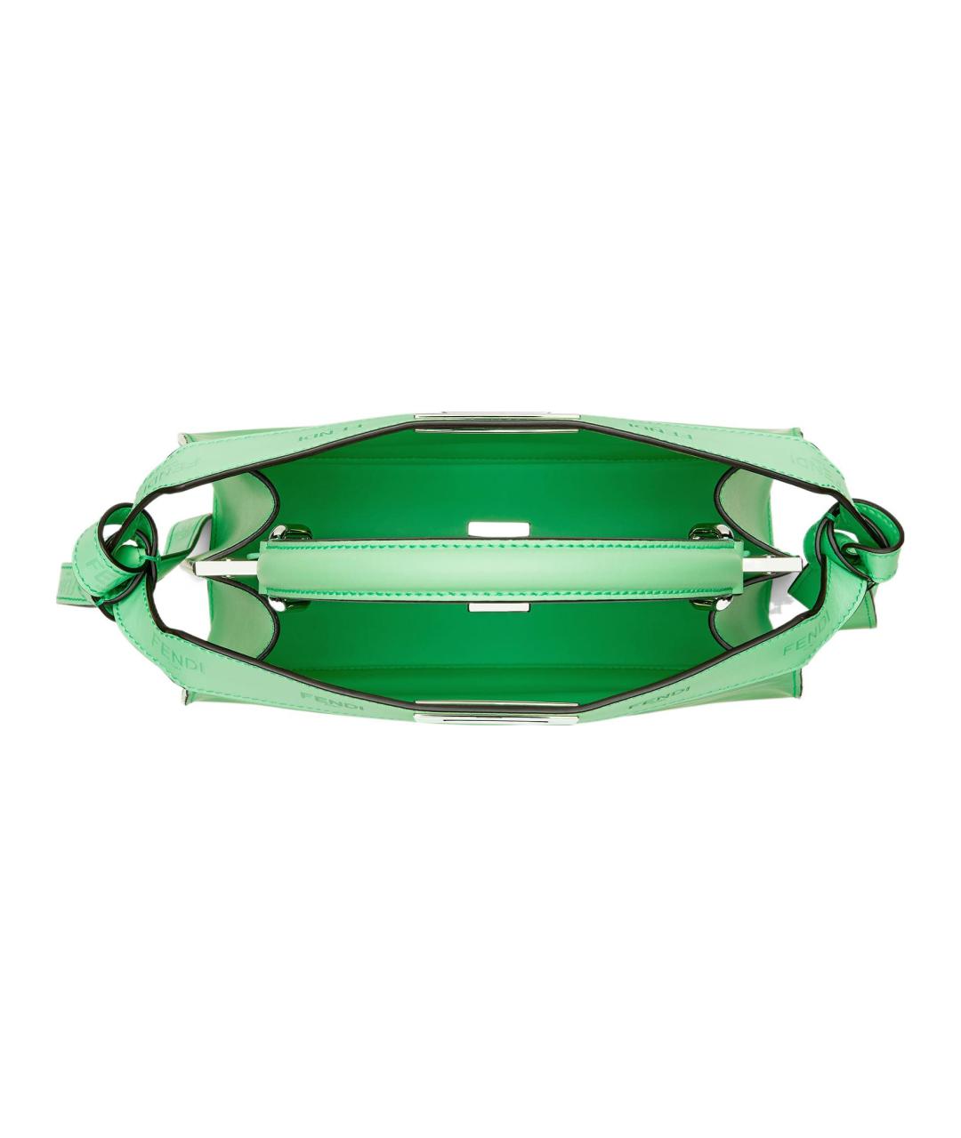 FENDI Зеленая кожаная сумка с короткими ручками, фото 5