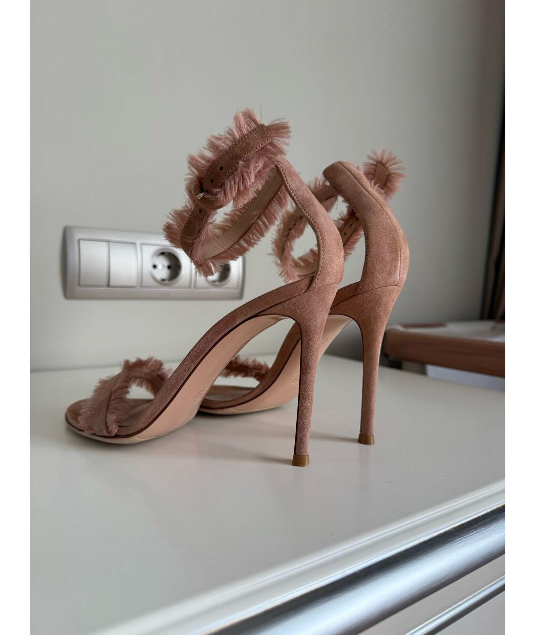 GIANVITO ROSSI Розовые замшевые босоножки, фото 7