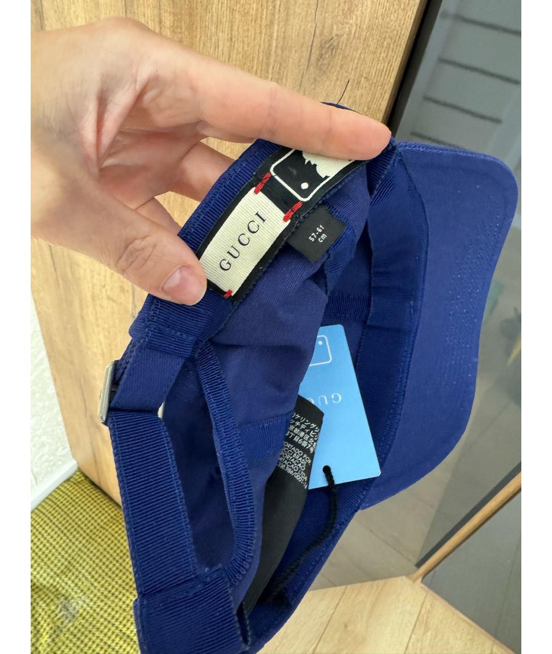 GUCCI Синяя хлопковая кепка, фото 3