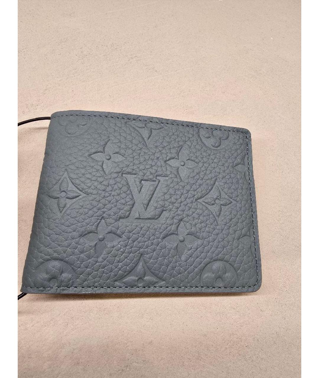 LOUIS VUITTON Серый кожаный кошелек, фото 4