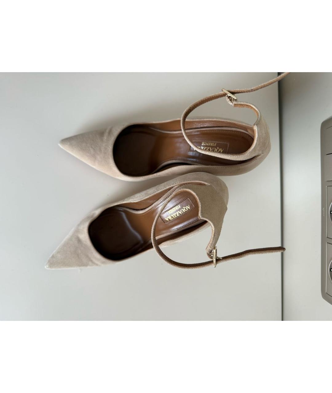 AQUAZZURA Бежевые замшевые туфли, фото 3