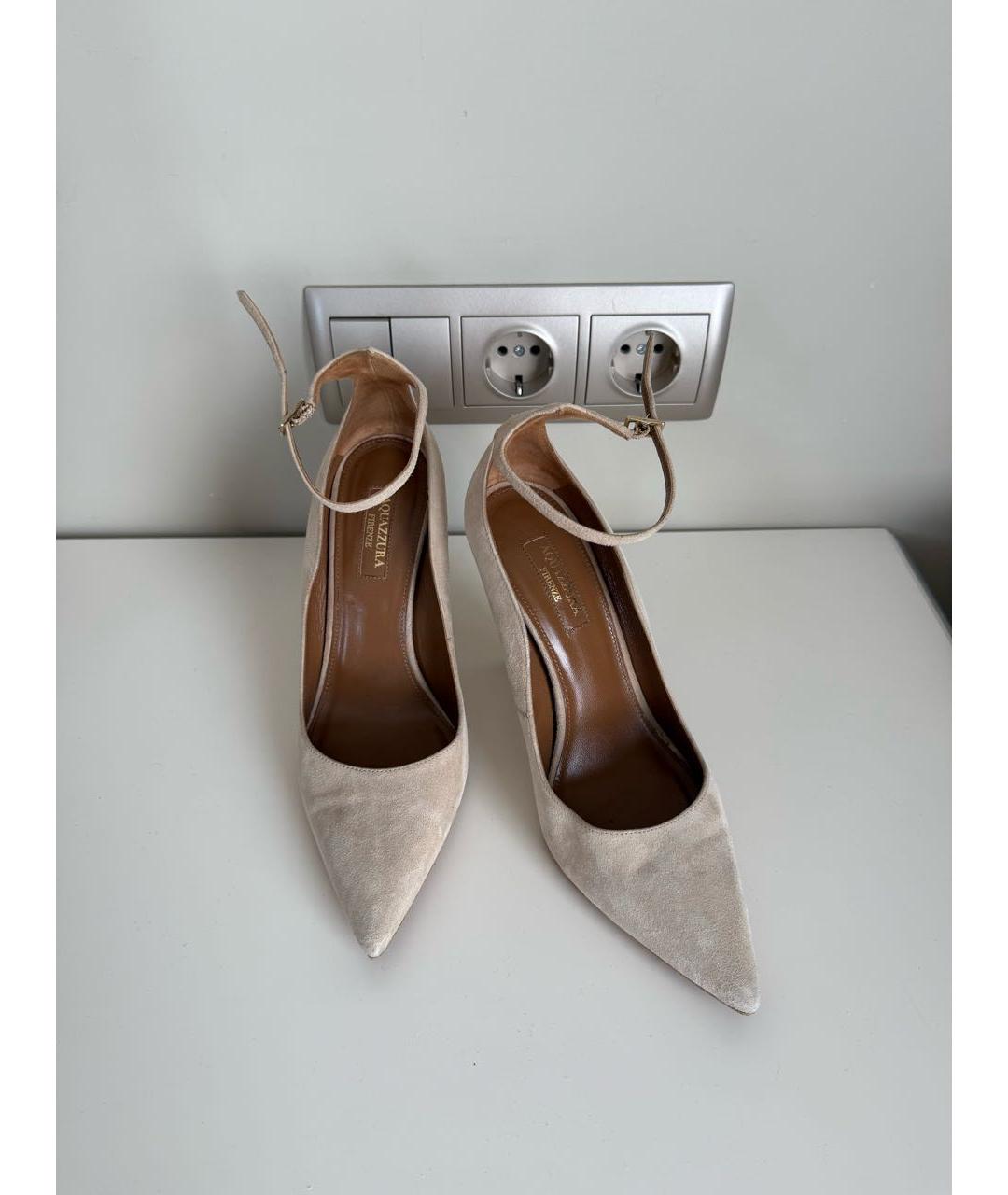 AQUAZZURA Бежевые замшевые туфли, фото 2