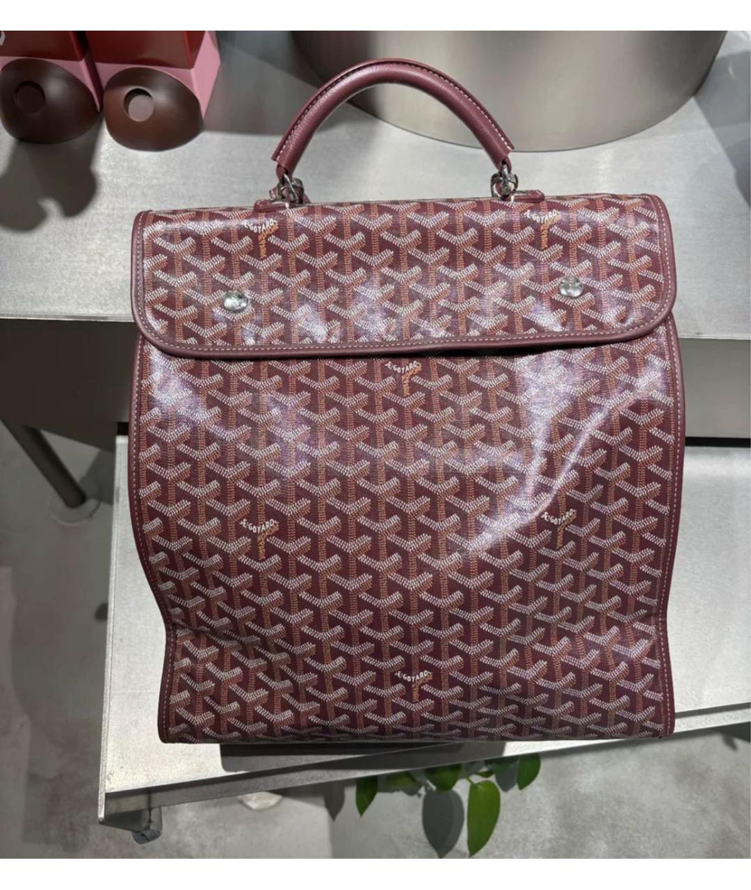GOYARD Бордовый кожаный рюкзак, фото 9