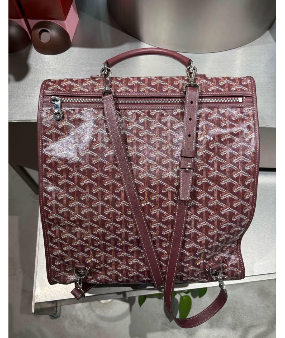 GOYARD Бордовый кожаный рюкзак, фото 3