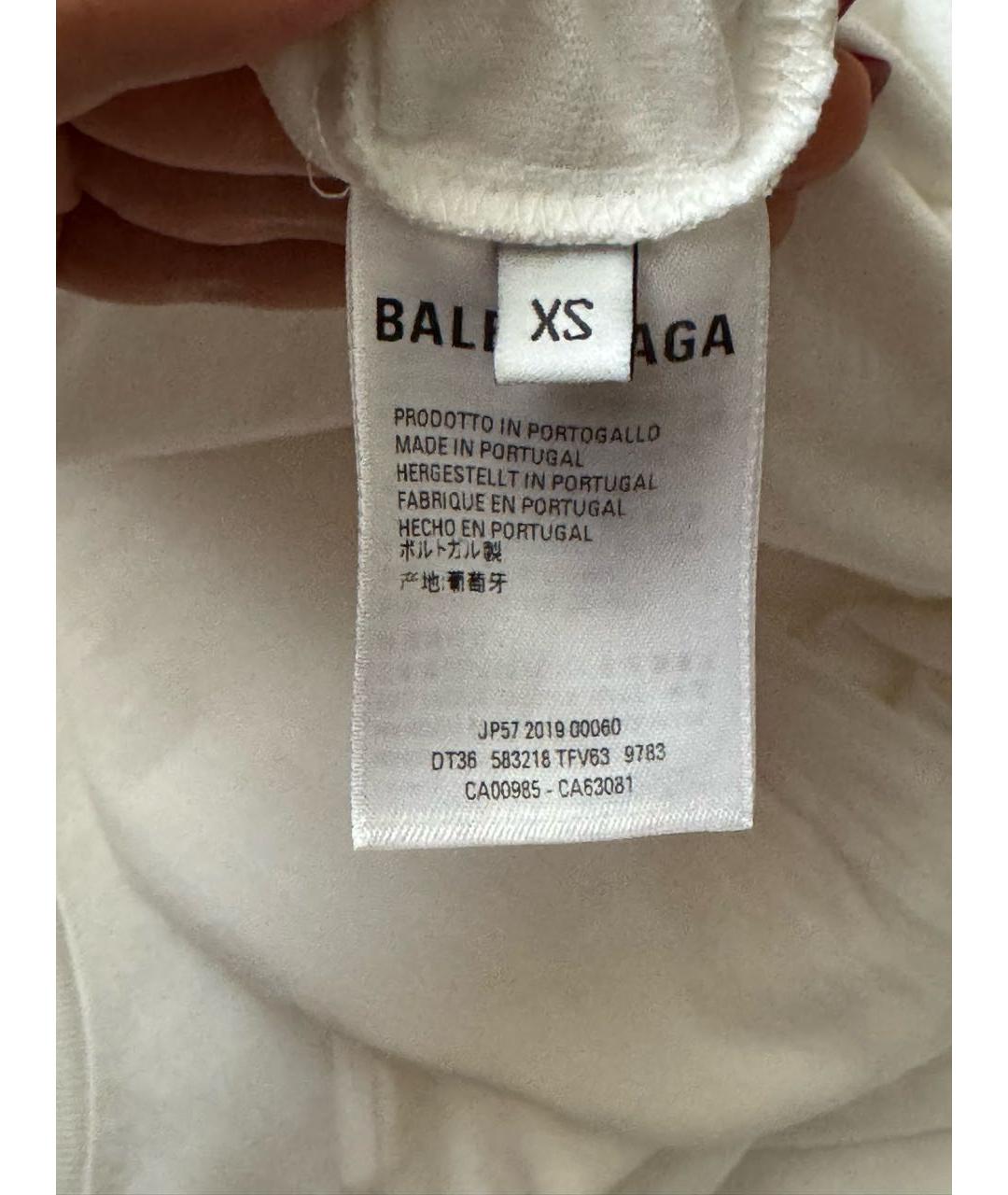 BALENCIAGA Белая хлопковая футболка, фото 4