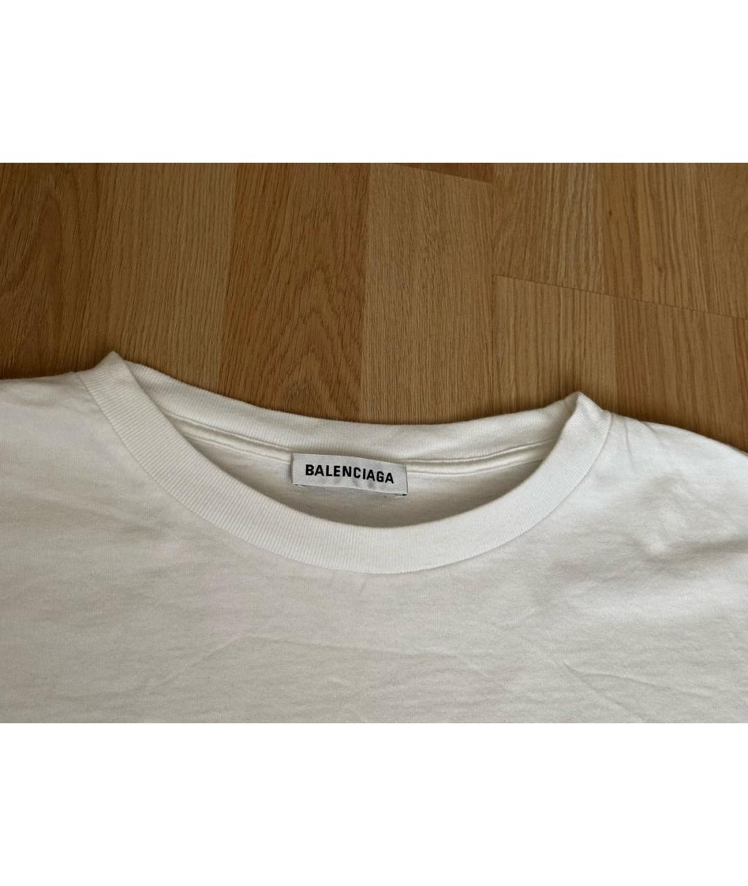 BALENCIAGA Белая хлопковая футболка, фото 5