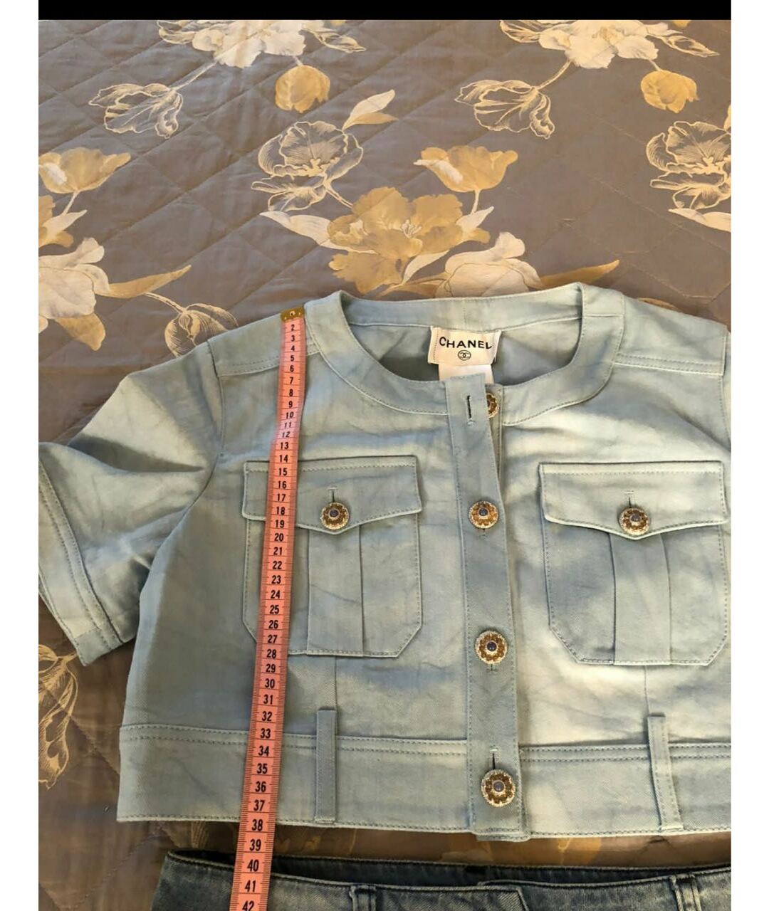 CHANEL Голубой хлопковый жакет/пиджак, фото 7