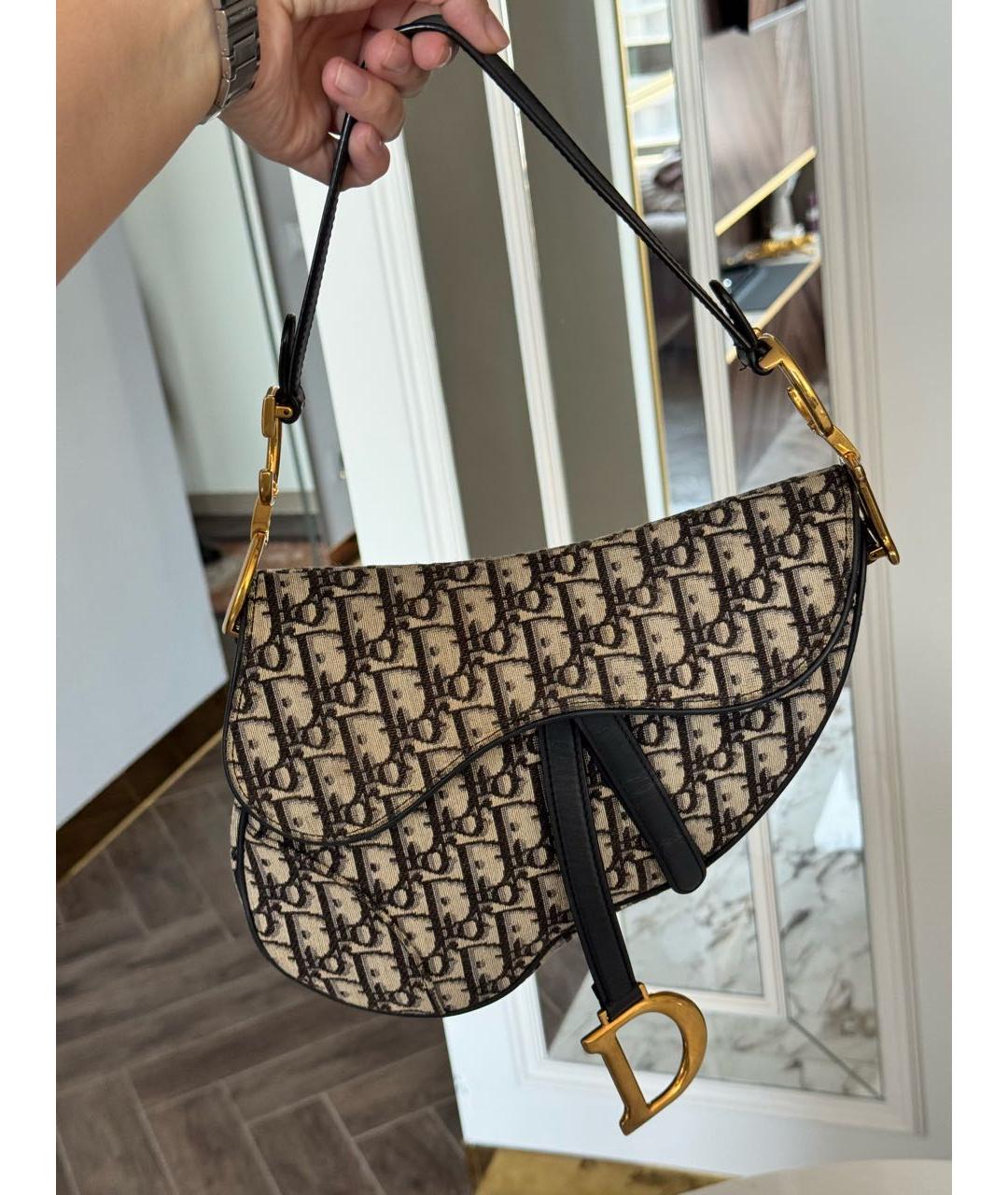 CHRISTIAN DIOR Синяя тканевая сумка с короткими ручками, фото 2