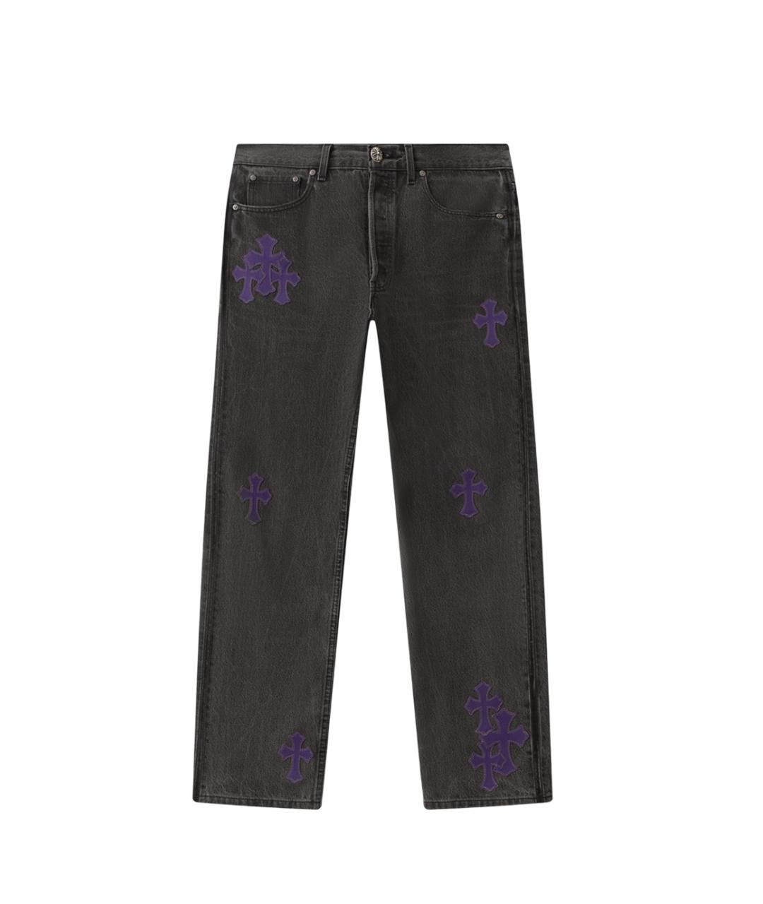 CHROME HEARTS Черные хлопковые прямые джинсы, фото 2