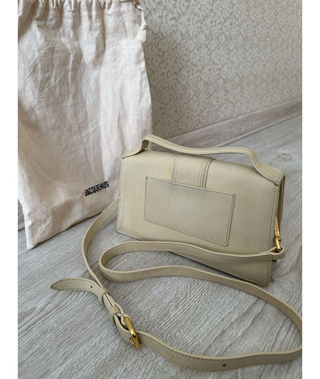 JACQUEMUS Бежевая кожаная сумка через плечо, фото 2
