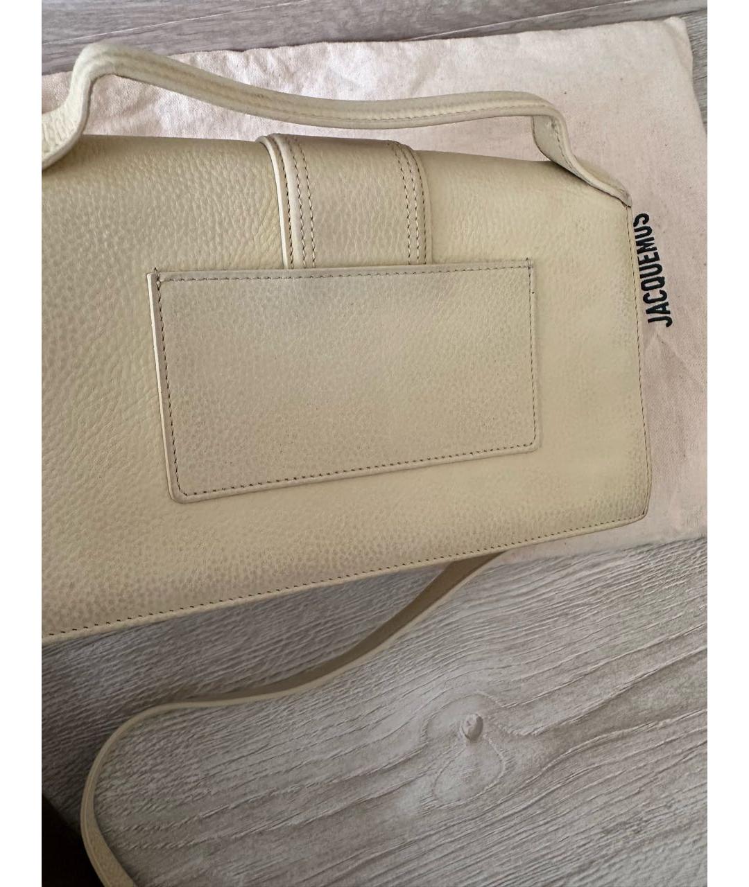 JACQUEMUS Бежевая кожаная сумка через плечо, фото 5