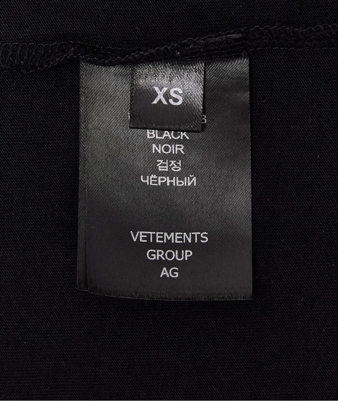 VETEMENTS Черная хлопковая футболка, фото 3
