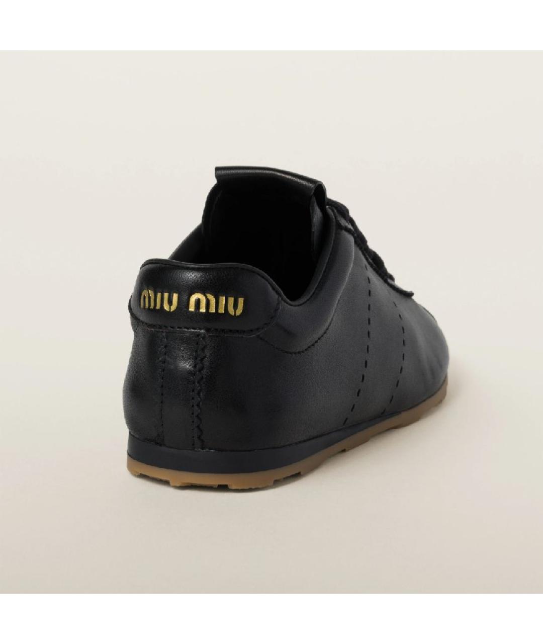 MIU MIU Черные кожаные кеды, фото 3