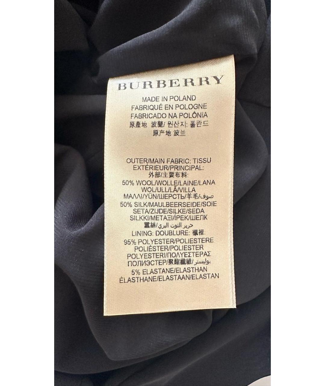 BURBERRY Темно-синее шерстяное повседневное платье, фото 4