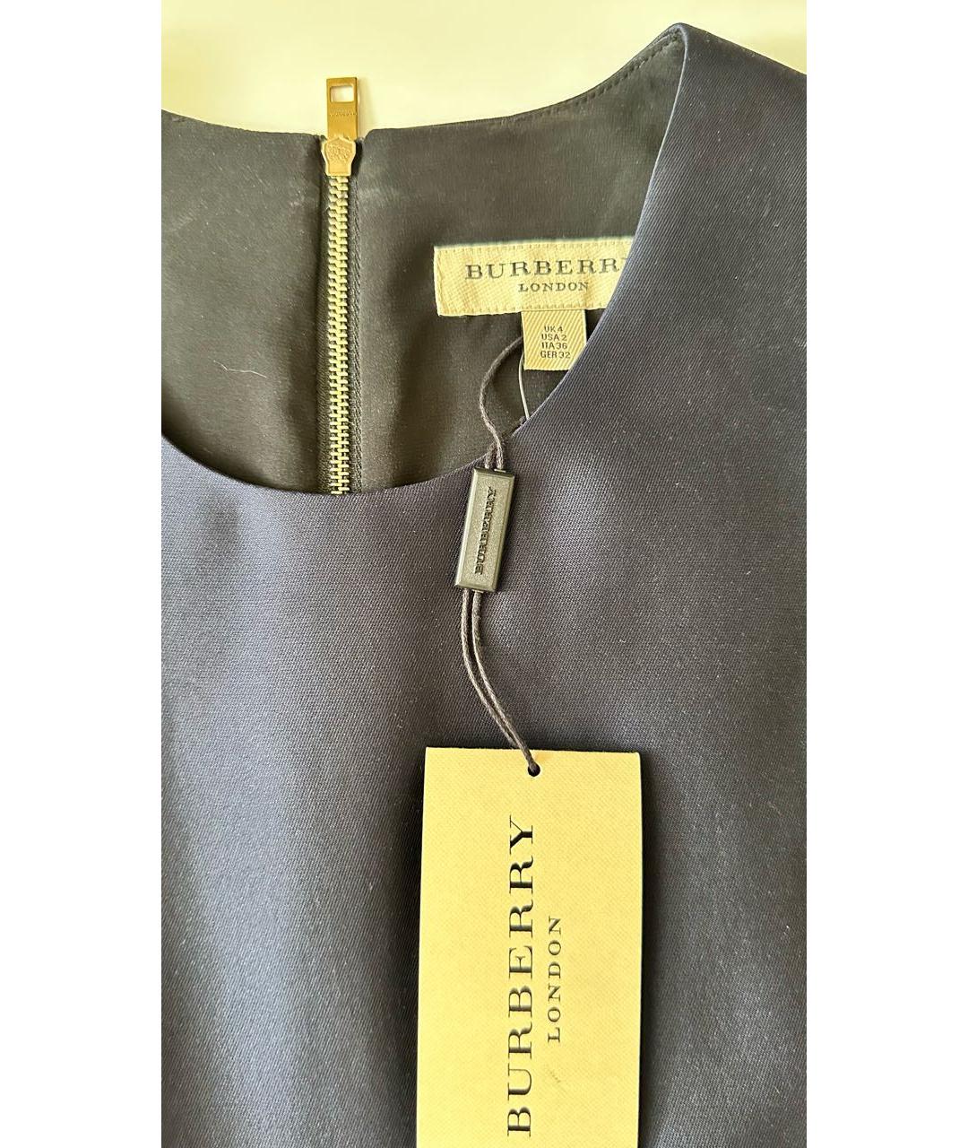 BURBERRY Темно-синее шерстяное повседневное платье, фото 3