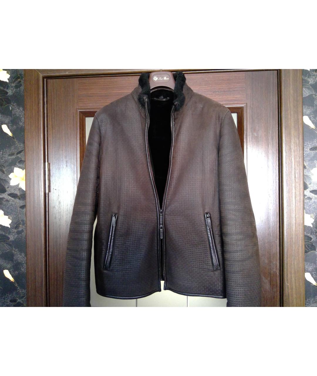ARMANI COLLEZIONI Коричневая кожаная дубленка/шуба, фото 10