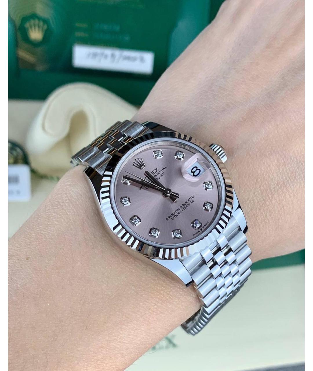 ROLEX Розовые часы из белого золота, фото 6