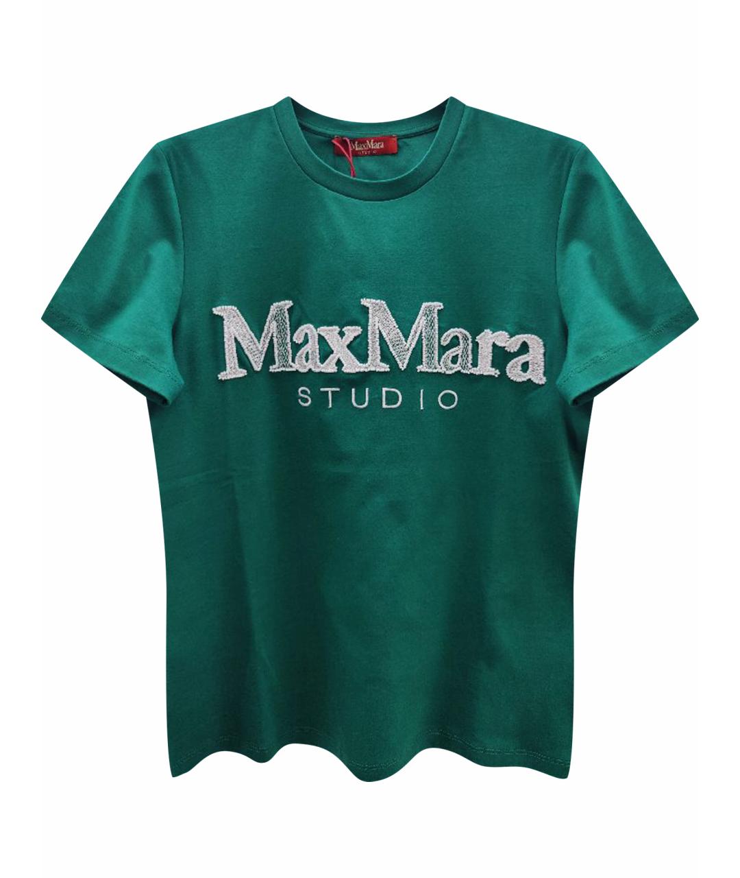 MAX MARA STUDIO Зеленая хлопковая футболка, фото 1