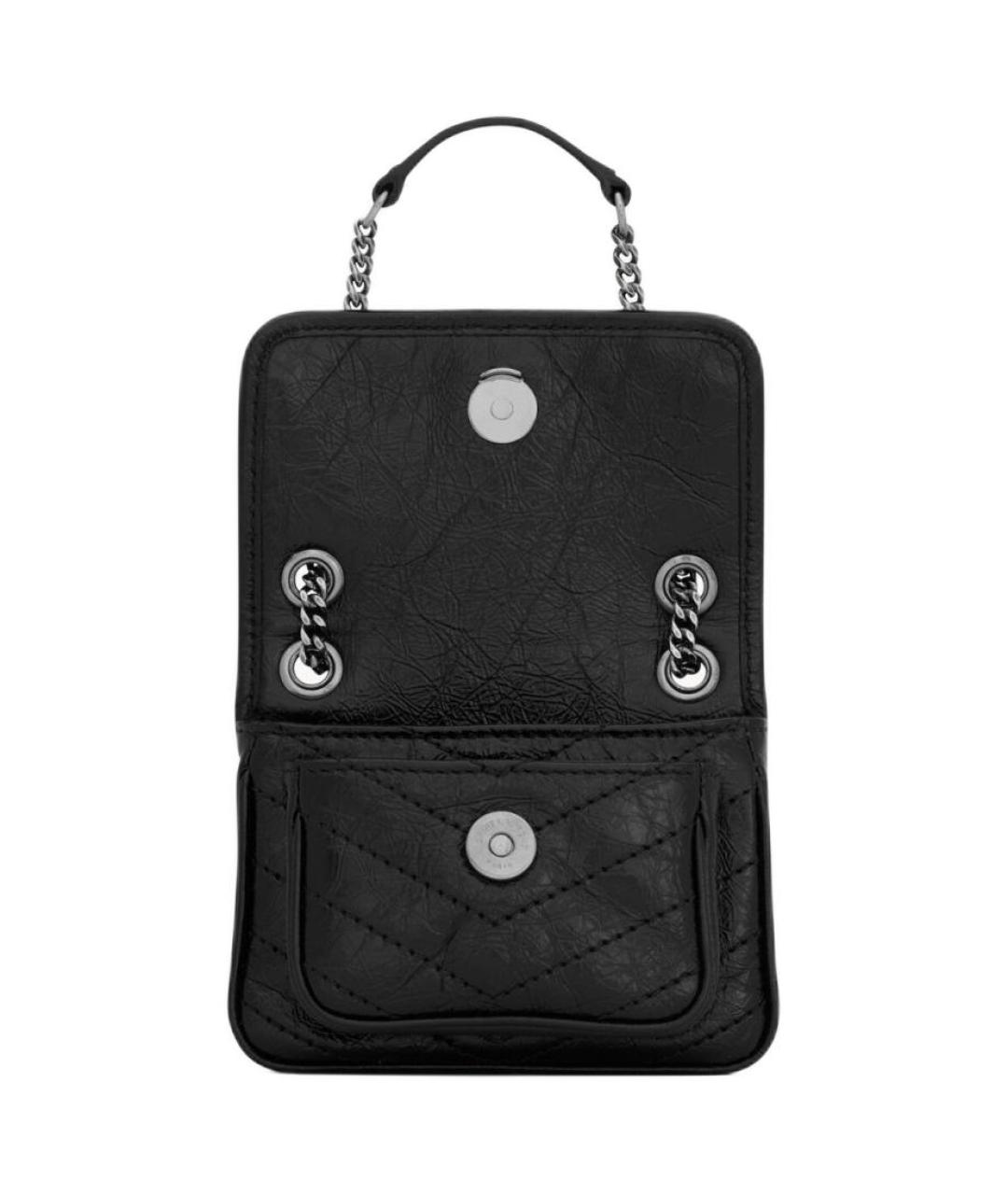 SAINT LAURENT Черная кожаная сумка через плечо, фото 4