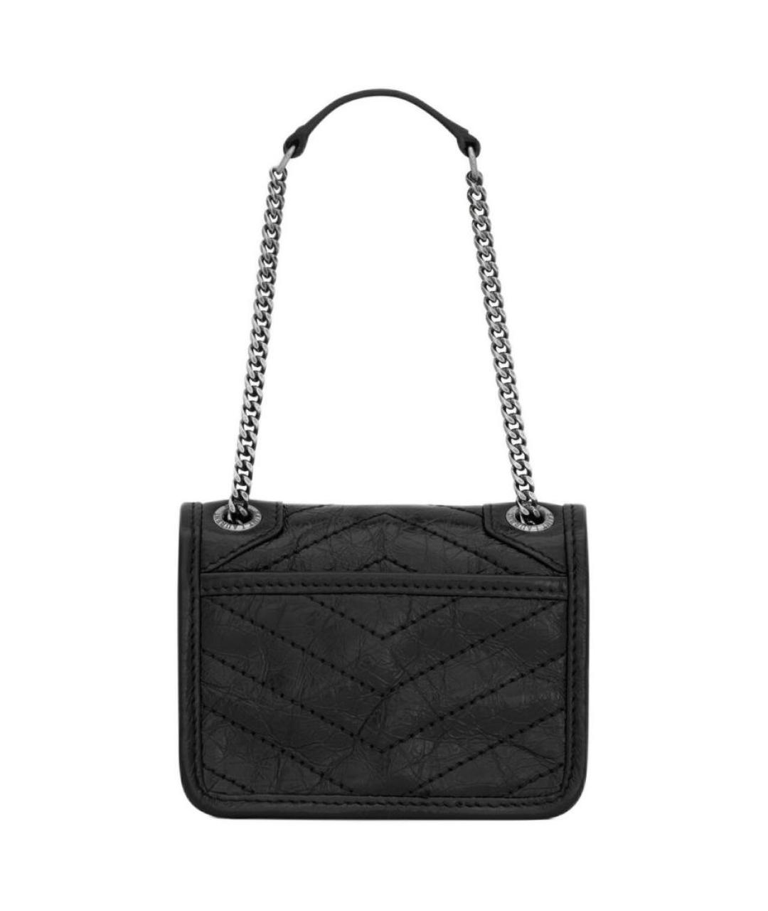 SAINT LAURENT Черная кожаная сумка через плечо, фото 3