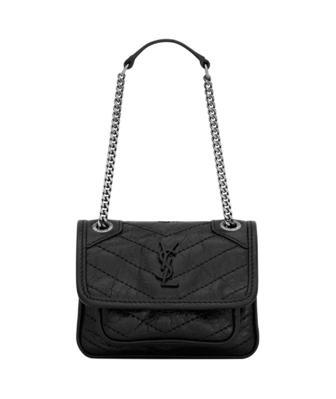 SAINT LAURENT Черная кожаная сумка через плечо, фото 1