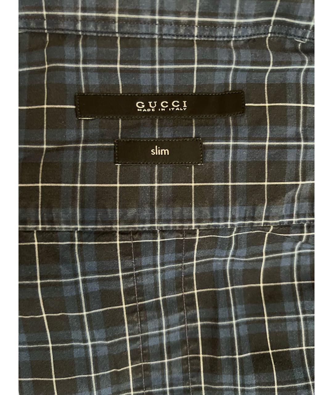 GUCCI Синяя хлопковая кэжуал рубашка, фото 3
