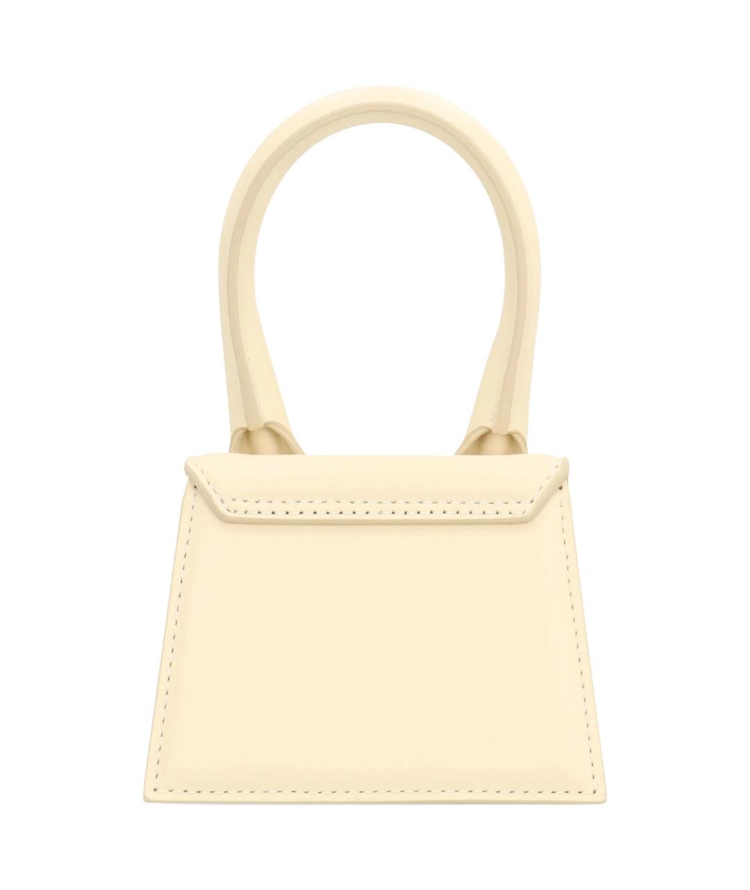 JACQUEMUS Бежевая кожаная сумка с короткими ручками, фото 4