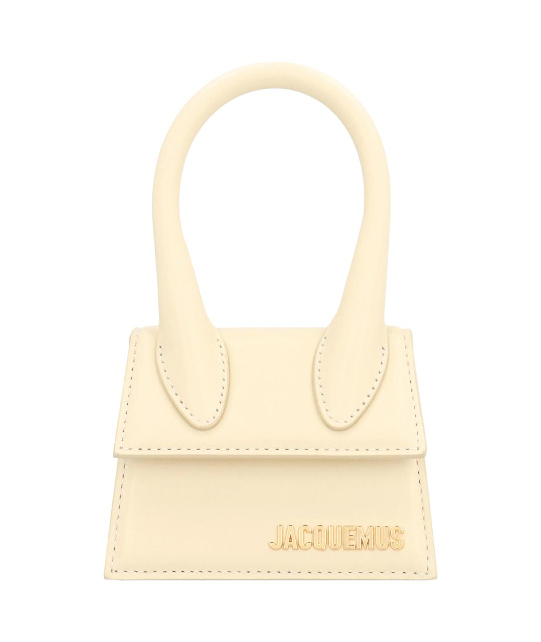 JACQUEMUS Бежевая кожаная сумка с короткими ручками, фото 1