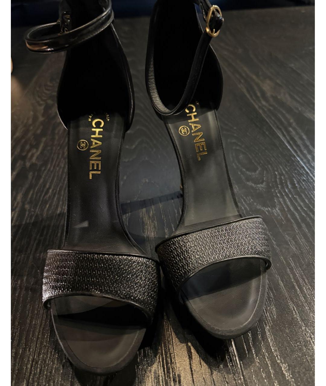 CHANEL Черные босоножки, фото 3