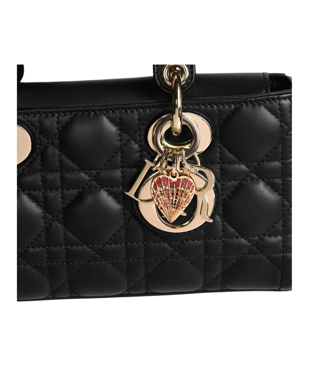 CHRISTIAN DIOR Черная кожаная сумка с короткими ручками, фото 7